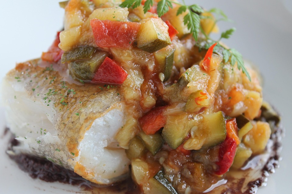 Bacalhau, Ratatouille, Legumes, Alimentos, Restaurante