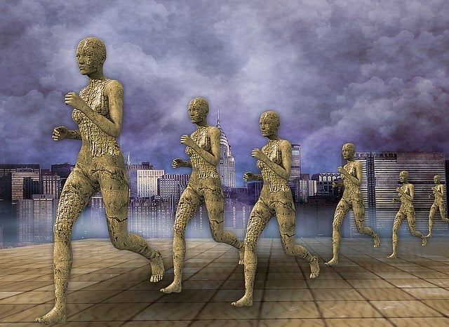Free running woman city illustration