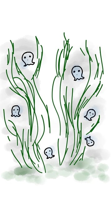 Free ghost grass halloween illustration