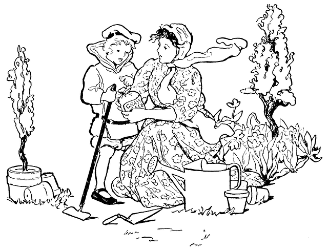Free woman boy mother illustration