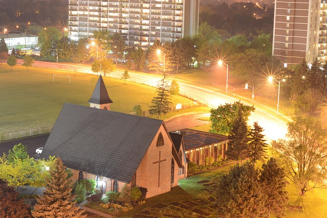 Iglesia, Noche, Luces, Toronto, Donmills