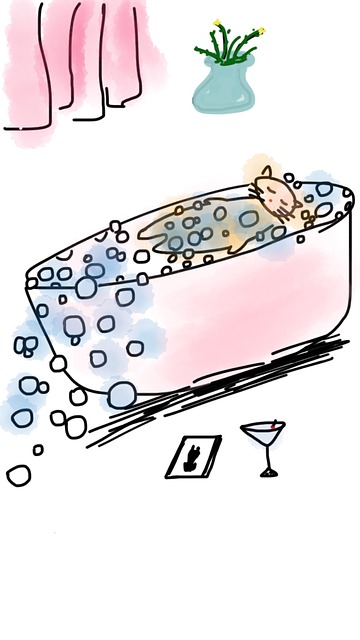 Free bubble bath cat kitten illustration