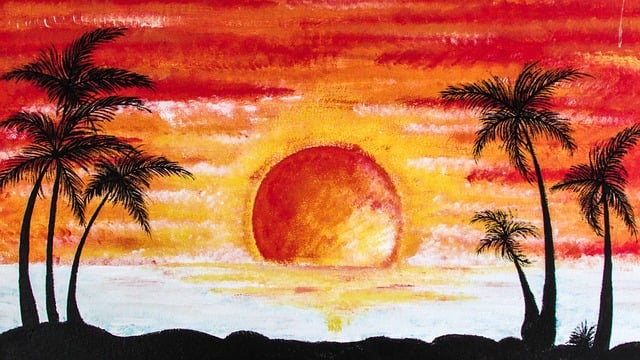 Free sunset palms nature illustration