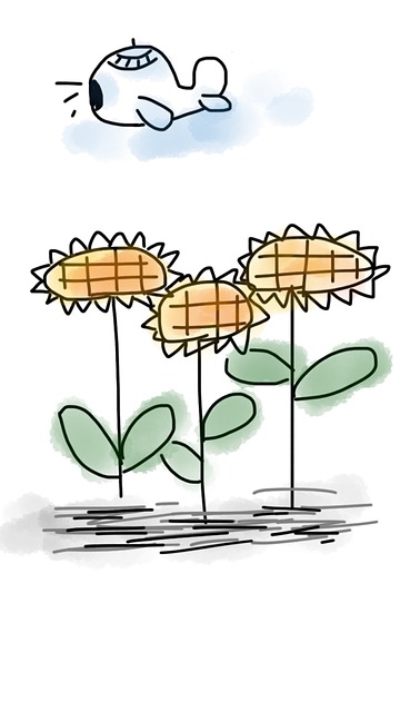 Free sunflower airplane plane illustration