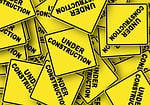 road sign, construction work, in the construction