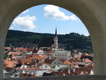 Cesky Krumlov, Window, Arch, Roofs
