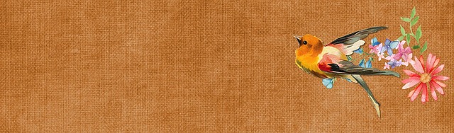 Årgang, Fugl, Dekorative, Blomst, Banner