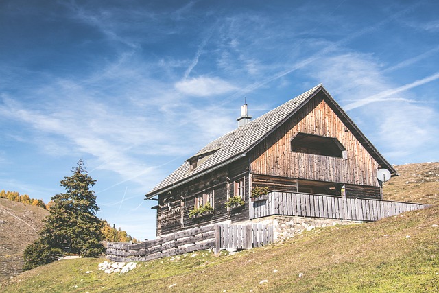 Montaña, Chalet, Cielo, Alpes