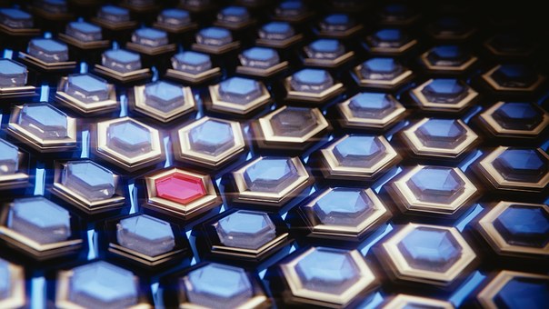 Šestiúhelník, Tapeta Na Zeď, 3D, Modrý