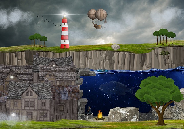 Landschaft, Leuchtturm, Wasser, Licht