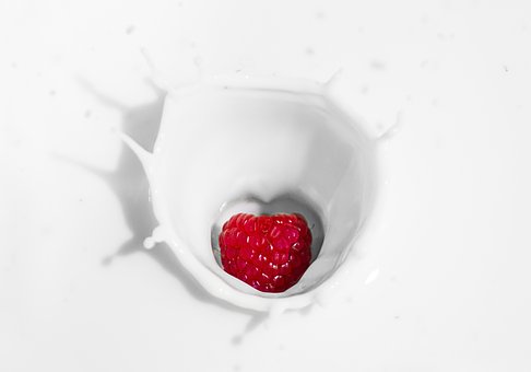 Framboos, Yoghurt, Melk, Vruchten