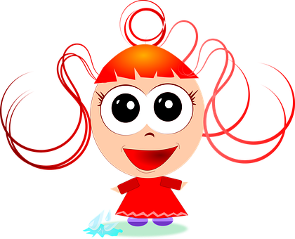 Dibujos Animados, Lindo, Niña, Niño