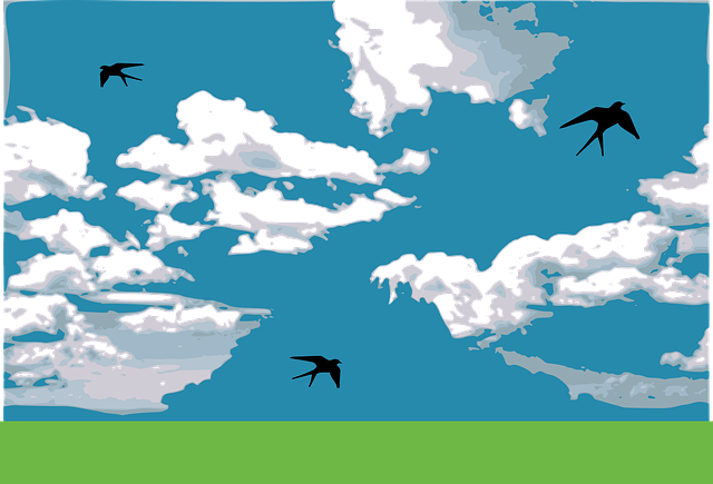 Free blue cloud landscape illustration