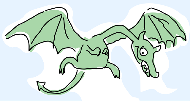 Free doodle dragon flying vector