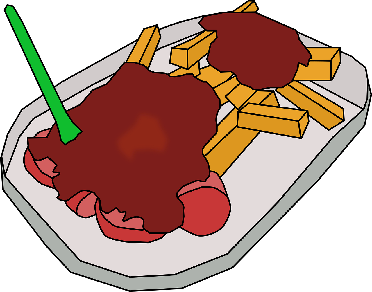 food plate with fries and sauce clip art preview