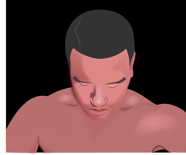 Free downward look man illustration