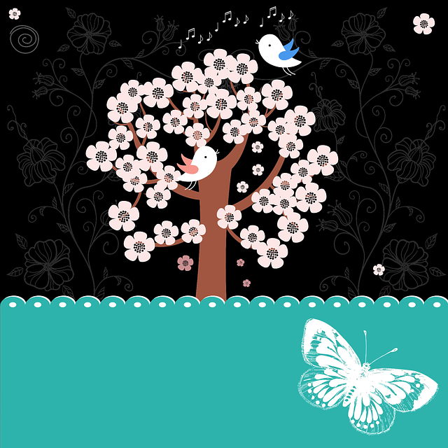 Free background floral background birds illustration