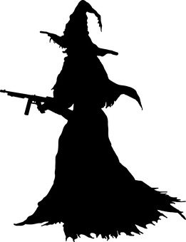 邪惡, 萬(wàn)圣節(jié), 機(jī)槍, 魔術(shù), 可怕, 側(cè)影, 女巫, 鬼, 巫婆