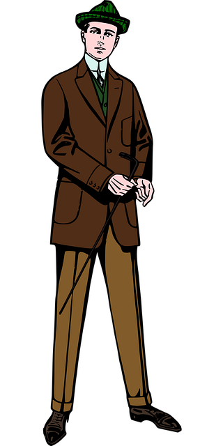 Free brown suit cane fashion illustration