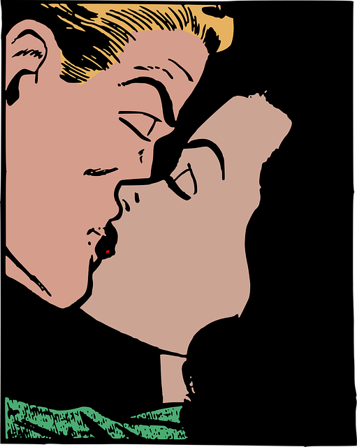 Free couple kiss kissing illustration