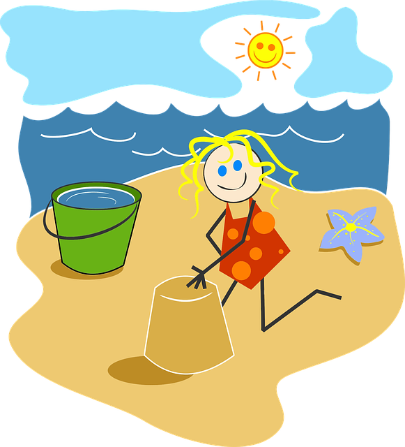 Free beach bright cartoon vector