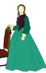 victorian woman, dress, green