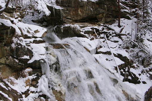 Vandfald, Vinter, Flødeis, Istap, Vand