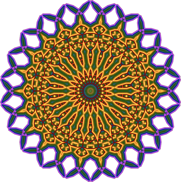 Mandala, Azul, Rosácea, Abstrato, Soco