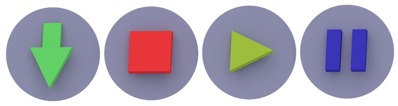 Iconos, Botones, Símbolo, Pausa, Detener