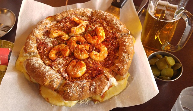 Pizza, Garnelenpizza, Garnelen