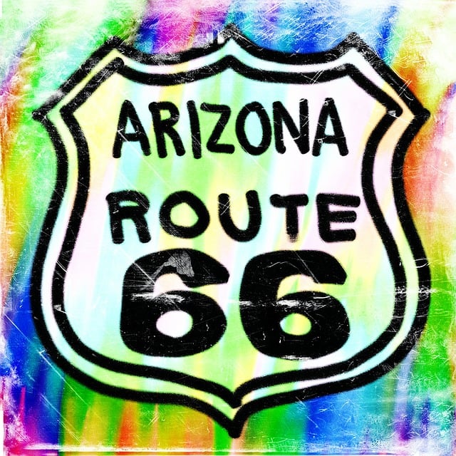 Free painted sign route 66 illustration