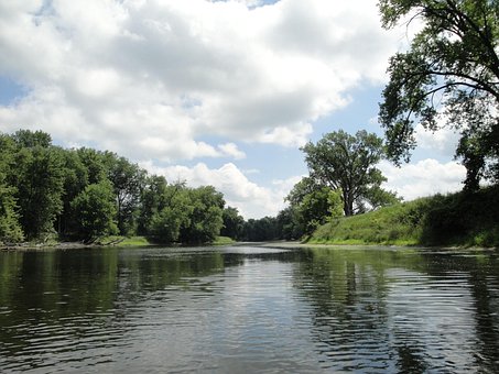 Landschaft, Fluss, Bäume, Draussen