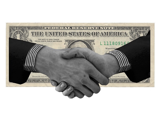 Free dollar hands shake illustration