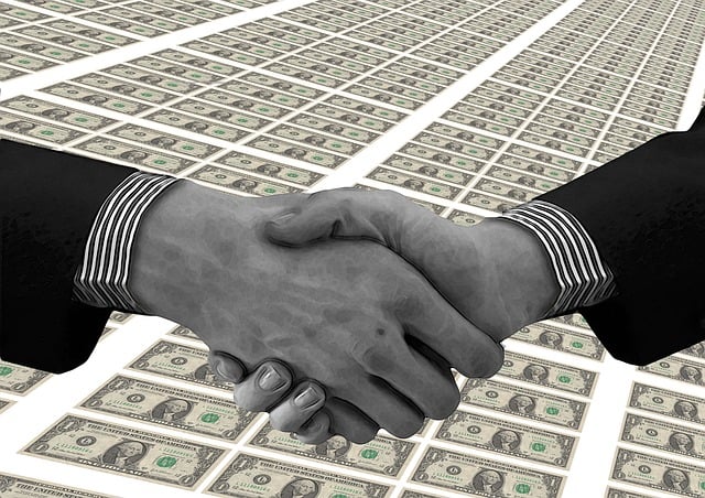 Free dollar hands shake illustration
