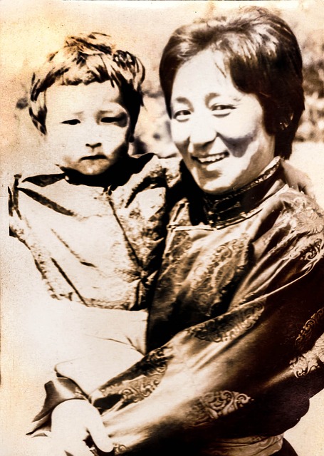old, vintage, photo, scan, classic, mongolian, kid, scanned, edited
