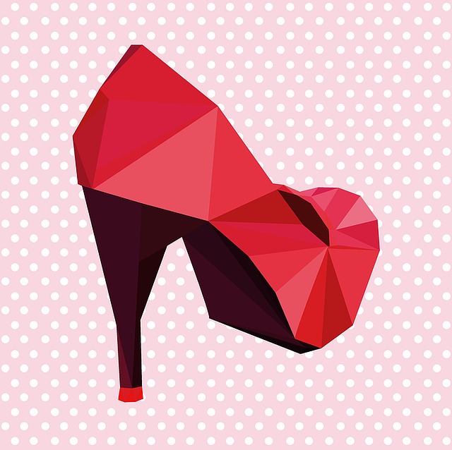 Schuh, Highheels, Low Poly, Rot