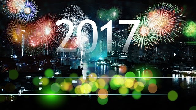 Free fireworks new year's day city illustration