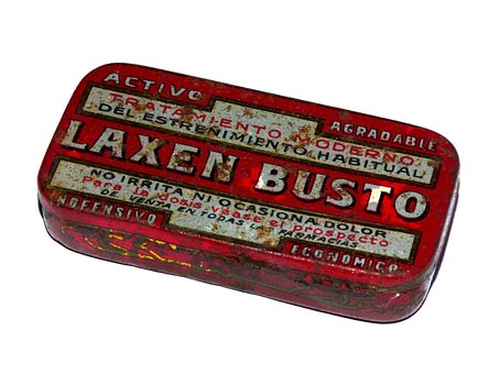 金属容器, 下剤, 古い, ビンテージ, 古い薬, Laxenバスト, 広告