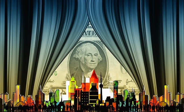 Free dollar curtain skyline illustration