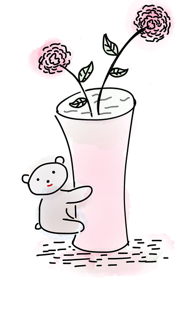 Free teddy bear vase flower vase illustration