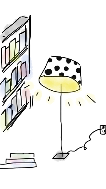 Free lamp bookshelf books illustration