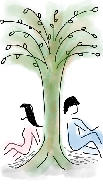 Free tree lovers young couple illustration