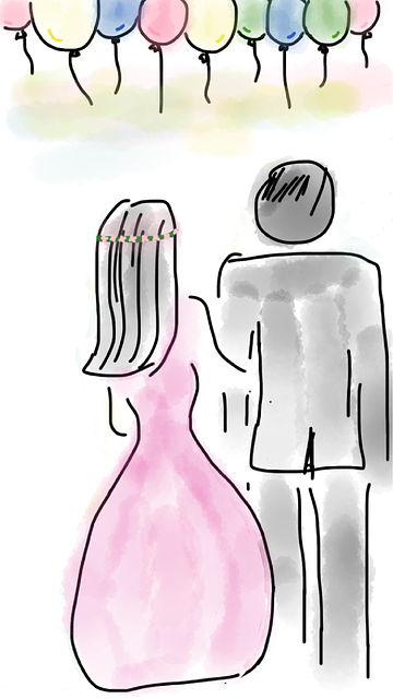 Free wedding bride and groom couple illustration