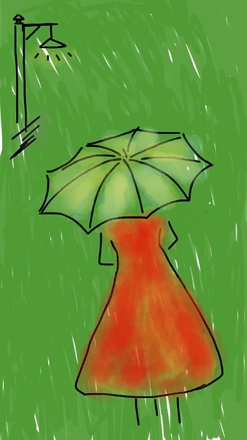 Free woman umbrella rain illustration