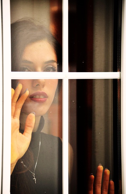 Ventana, Chica, Mirada, Vidrio