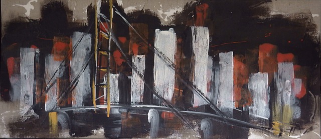 Free acrylic painting in-house production skiline illustration