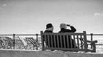 bench, couple, senior
