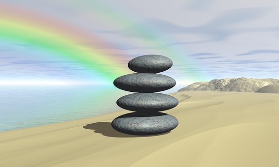 Curcubeu, Plajă, Apă, Mare, Meditaţie
