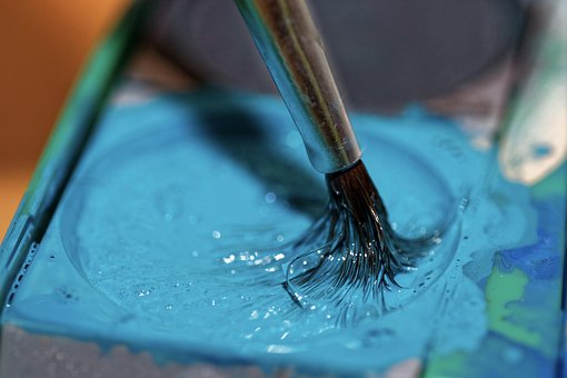 Pinsel, Blau, Malen, Haarpinsel