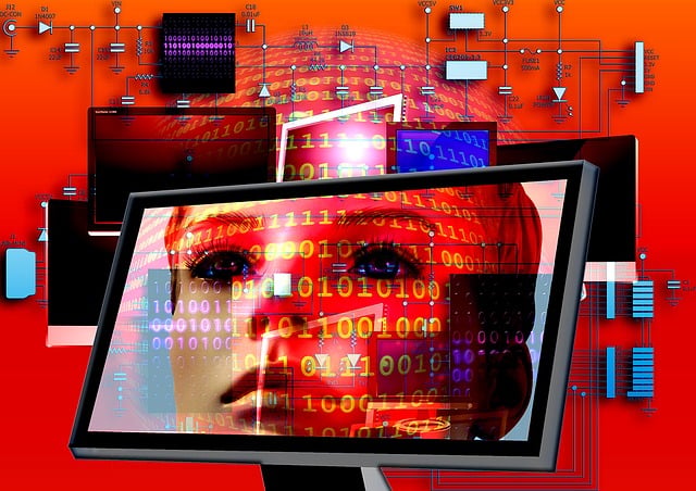 Free circuit board face binary illustration